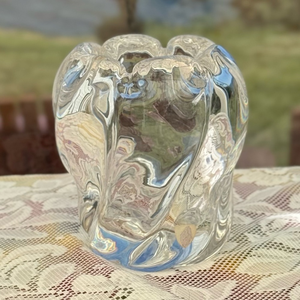 Orrefors Kosta Boda Clear Sculptural Art Glass Vase